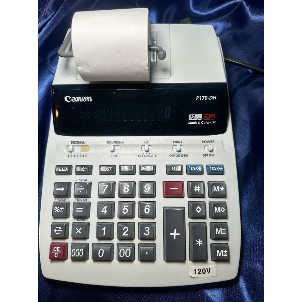 Canon P170-DH 12 Digit 10 Key Adding Machine Calculator Printer 10 Rolls Paper